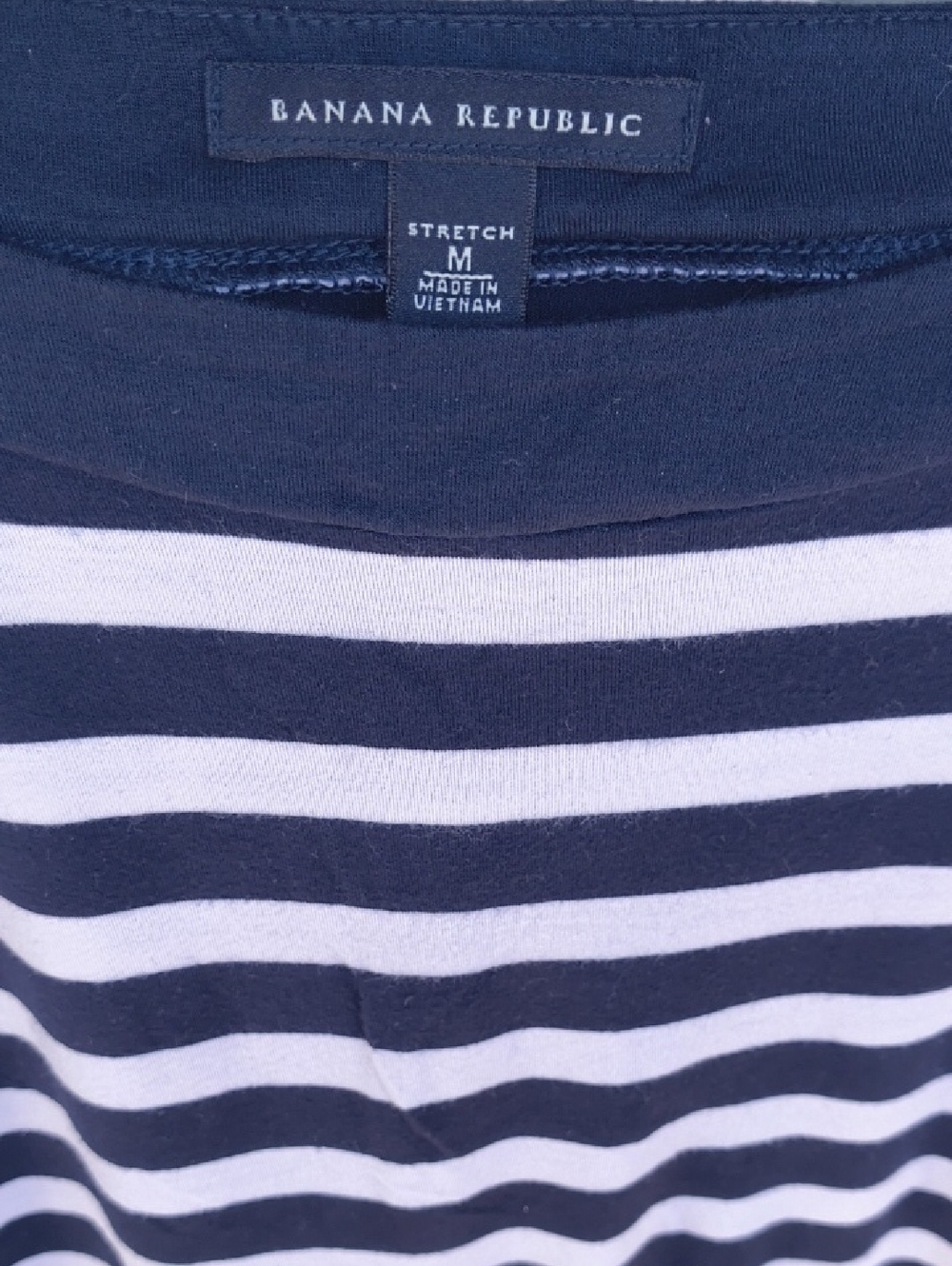 Banana Republic Navy & White Striped Stretch Tee